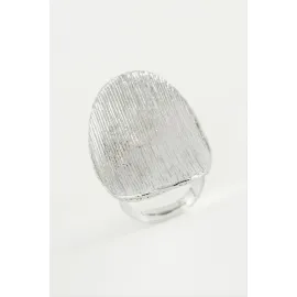Oval Metal Yüzük-Gümüş Rengi