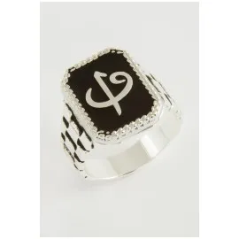 Vav Elif Metal Erkek Yüzük-Gümüş Rengi