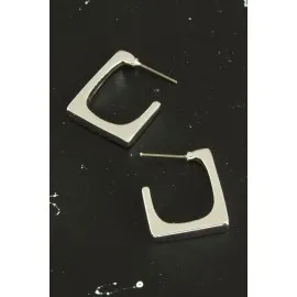 Kare Yeni Sezon Metal Küpe-Gümüş Rengi