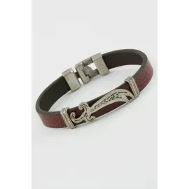 Zülfikar Suni Deri Bileklik-Bordo