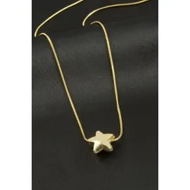 Yıldız Çelik Kolye-Sarı