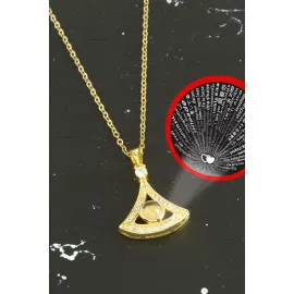 Oval Lüks Çelik Kolye 100 Dilde Seni Seviyorum-Sarı