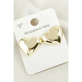 Kalp Trend Metal Küpe-Sarı