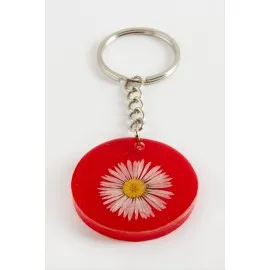 Papatya Epoksi Anahtarlık-Kırmızı