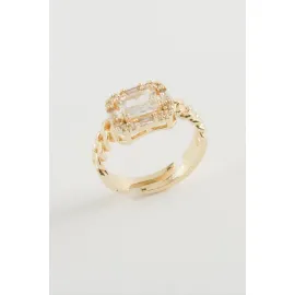 Baget Zirkon Taşlı Yüzük-Sarı