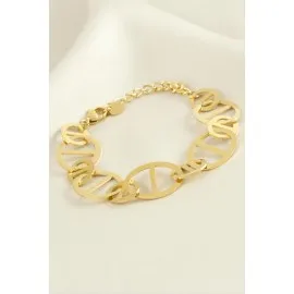 Oval Lüks Çelik Bileklik-Sarı