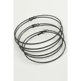 Noktalı Metal Halka Küpe 6 Adet-Siyah