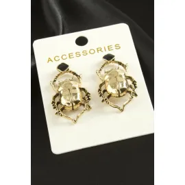 Örümcek Metal Zr Model Küpe-Sarı