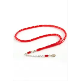 Kapsül Plastik Tesbih 4X10  Mm-Kırmızı