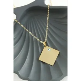 Kare İsim Yazılabilir Kolye-Sarı