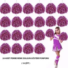 10 Çift ( 20 Adet ) Pembe Renk 23 Nisan 19 Mayıs 29 Ekim Okul Gösteri Ponponları