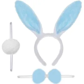 Tavşan Kostüm Seti Taç Papyon Ponpon Kuyruk Mavi