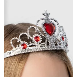 Kalp Taşlı Kırmızı Renk Karlar Ülkesi Elsa Anna Frozen Tacı 