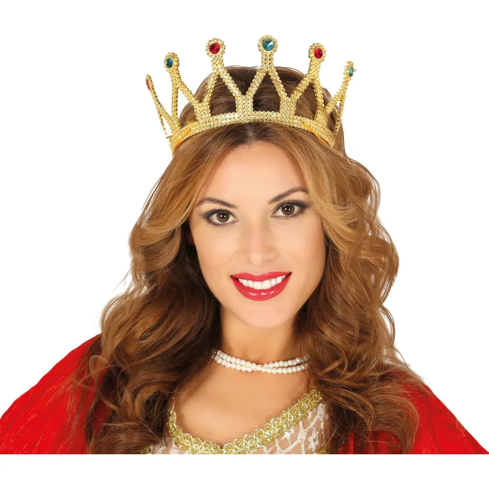Altın Renk Çocuk Ve Yetişkin Uyumlu Kraliçe Tacı Prenses Tacı 8X25 Cm