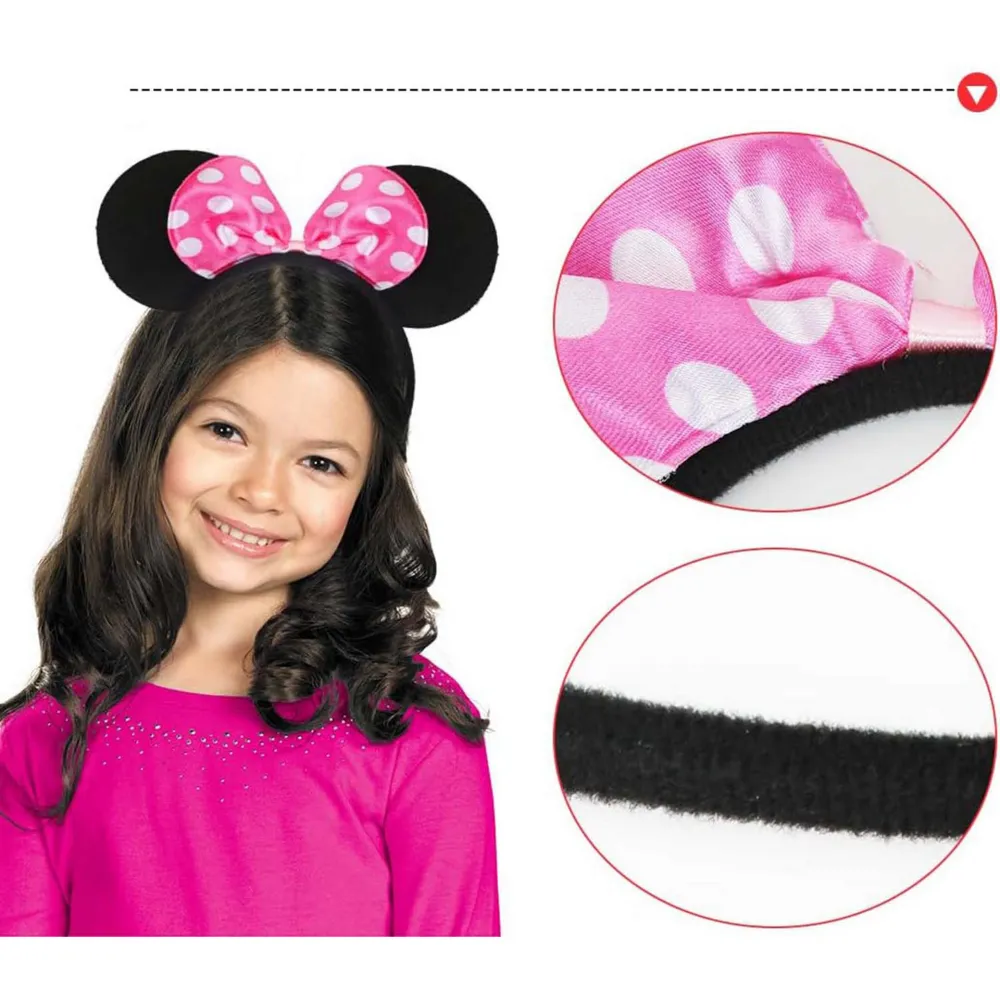 Pembe Fiyonklu Minnie Mouse Tacı Mini Kulak 