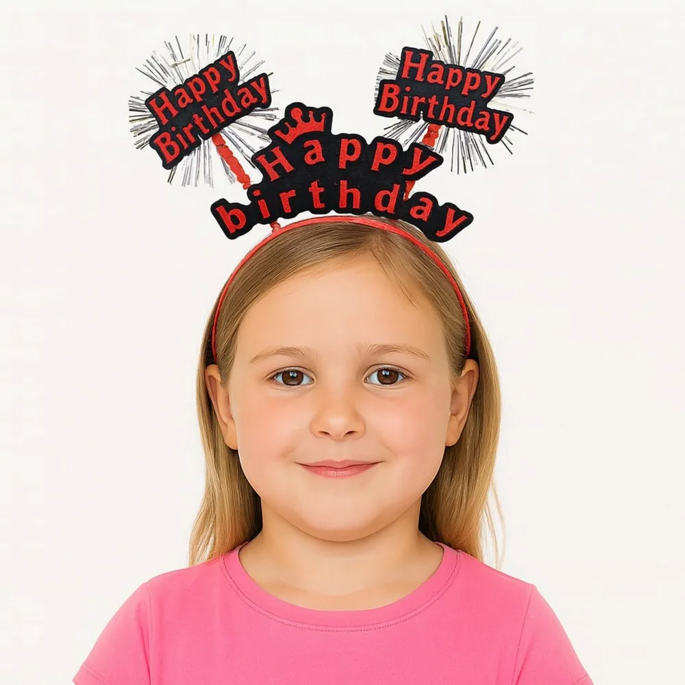 Doğum Günü Kutlaması İçin Kırmızı Taç – Işıltılı Yazılı Parti Tacı