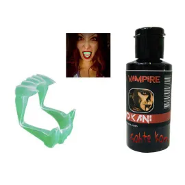 Fosforlu Çift Damak Takma Vampir Dişi ve 50 gr Tiyatro Kanı