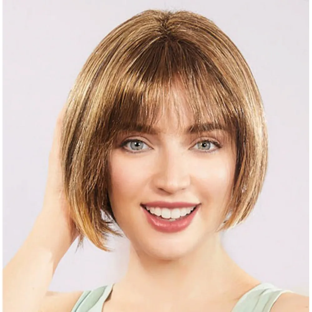 Açık Kahverengi Küt Parti Peruk Küt Saç 