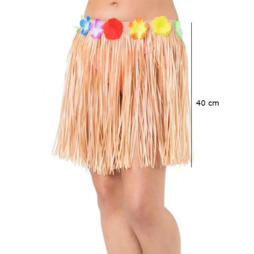 Yetişkin Ve Çocuk Uyumlu Saman Renk Püsküllü Hawaii Luau Hula Etek 40 