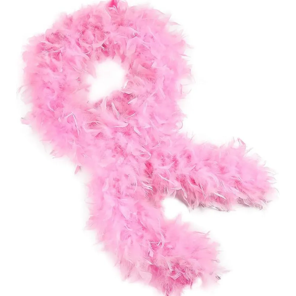 Pembe Renk Kabarık Kalın Otriş Boa Tüy 6 Cm Genişlik 180-200 Cm Uzunluk