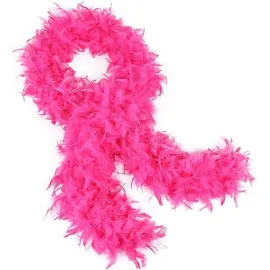 Fuşya Renk Kabarık Kalın Otriş Boa Tüy 6 cm Genişlik 180-200 cm Uzunluk