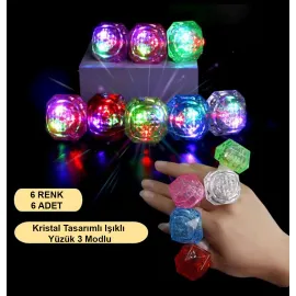 Kristal LED Parti Yüzük Seti (6 lı)