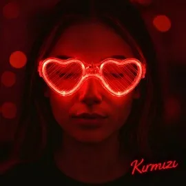 Kırmızı Led Işıklı Kalp Gözlük – 3 Modlu Parti & Glow Gözlüğü