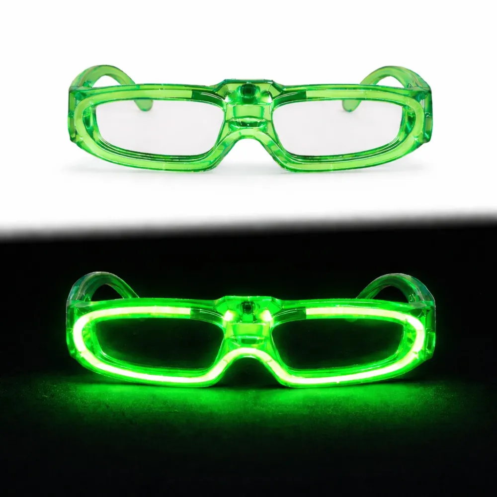 Yeşil Led Işıklı Parti Gözlüğü 3 Modlu – Glow & Gece Eğlence Gözlüğü