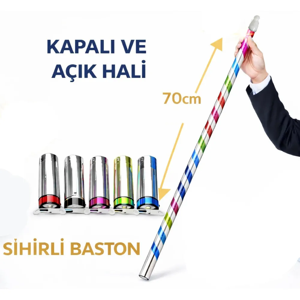 Sihirli Açılır Baston – Mendilden Bastona İlizyon Oyunu (70 Cm)