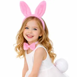 Pembe Full Tavşan Kulak Papyon Kuyruk 3'lü Parti Seti