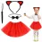 Kırmızı Renk Etekli Kedi Kostüm Seti (Tütü, Taç, Papyon, Kuyruk)