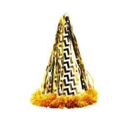 Zero Land - Püsküllü Metalize Karton Kotyon Şapka Gold