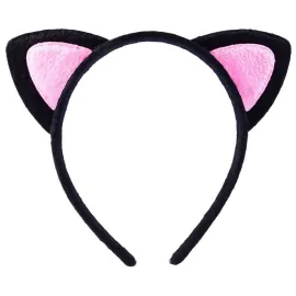 Sevimli Kedi Kulak Pofuduk Kedi Taç Siyah İçi Pembe Renk 17X15 Cm