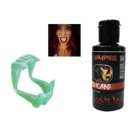 Fosforlu Çift Damak Takma Vampir Dişi Ve 50 Gr Tiyatro Kanı