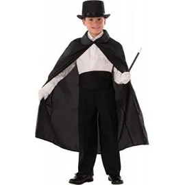 Sihirbaz Pelerini 90 Cm Ve Sihirbaz Şapkası Siyah Renk Çocuk Boy 