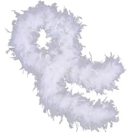 Beyaz Renk Kabarık Kalın Otriş Boa Tüy 6 Cm Genişlik 180-200 Cm Uzunluk