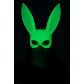 Karanlıkta Parlayan Fosforlu Tavşan Maskesi – Glow Bunny Masquerade Maske (32x22 cm)