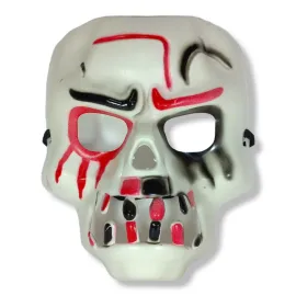 Beyaz Üzeri Rengarenk Korku Dişli Kafatası Maskesi 30X22 Cm