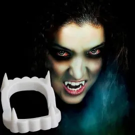 Beyaz Renk Çift Damak Takma Vampir Dişi 