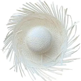 Tropikal Parti Beyaz Hasır Hawaii Şapkası 13X36 Cm