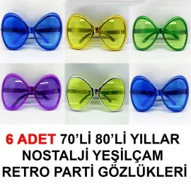 70Li 80Li Yıllar Nostalji Yeşilçam Retro Parti Gözlükleri 6 Adet