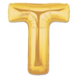 T Harf Folyo Balon Altın Renk  40 Inç