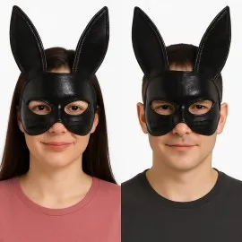 Siyah Renk Kumaş Malzemeden İmal Eva Tavşan Maskesi 19X15 Cm