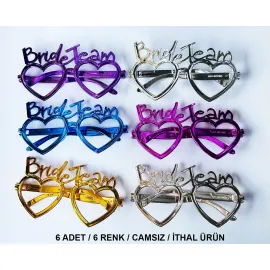 Kalpli Bride Team Gözlük Seti 6 Renk - Kına & Düğün Partileri İçin
