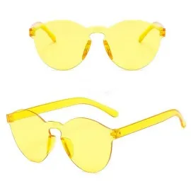 Sert Mika Oval Şekilli Çerçevesiz Sarı Gözlük Retro Parti 5X14 Cm