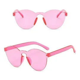 Sert Mika Oval Şekilli Çerçevesiz Pembe Gözlük Retro Parti 5X14 Cm
