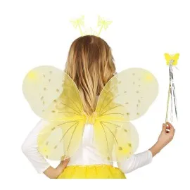 Sarı Kelebek Erkek-Kız Seti – 50 Cm Kelebek Kanadı, Taç Ve Asa