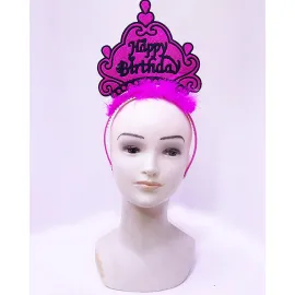 Happy Birthday Neon Fuşya Renk Doğum Günü Tacı 24X15 Cm