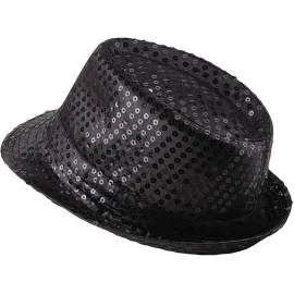 Çocuk Boy Siyah Payetli Şapka Gösteri Şapkası Michael Jackson Şapkası 54 No
