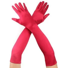 Kırmızı Renk Dirseğe Kadar Uzun Kumaş Eldiven 40 Cm